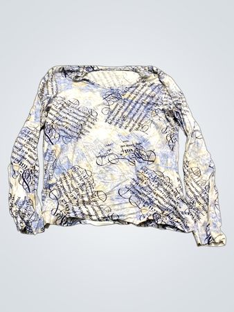 Langarm-Top mit blau-weißer Musterung