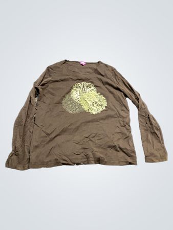 Phildar Brown Langarmhemd mit Grafikdruck
