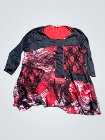 Scottage Damen Schwarz und Rot Grafik Druck Tunika Oberteil Größe 6