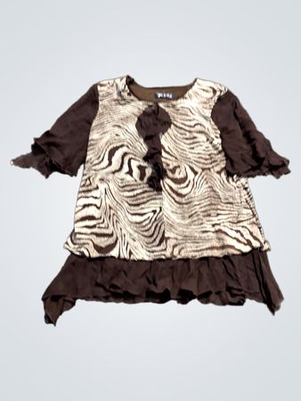DMJ Zebra Print Ruffle Top