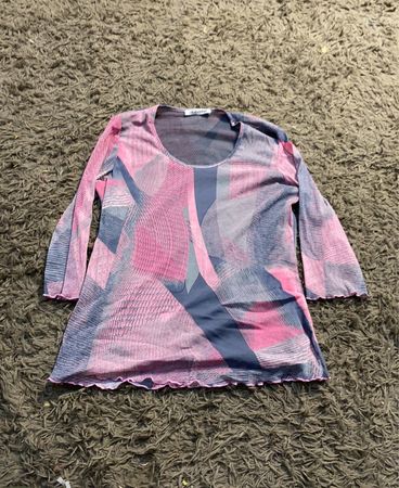 Christine LAURE Damen Pink Blau Abstract Print Netzoberteil