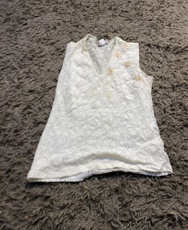 FRANSA WOMAN weißes Spitzen-Ärmelloses Top