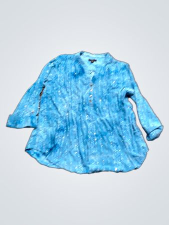 Cocoa Petite Blaue Tunika-Bluse mit Pailletten