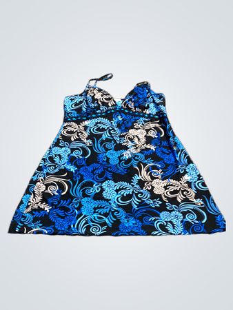 Blaues Blumenmuster Kleid