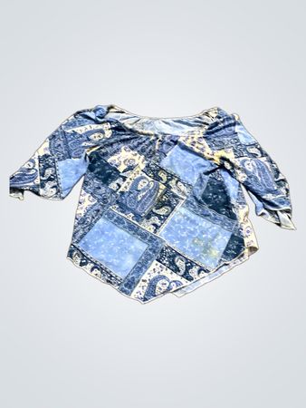 Blaue Paisley-Patchwork-Bluse