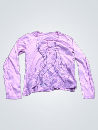 Rosa Langarmshirt mit floralen und Paillettenverzierungen