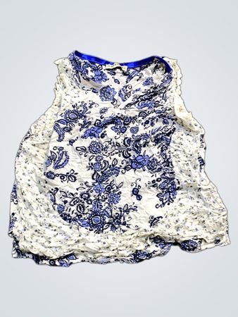 BLEIFREI Damen Blau Blumen Ärmellos Tanktop