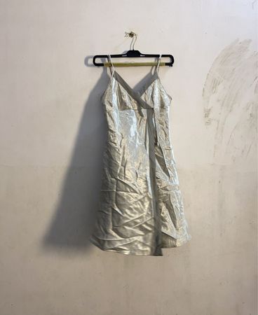 Etam Silver Metallic Slip-Kleid