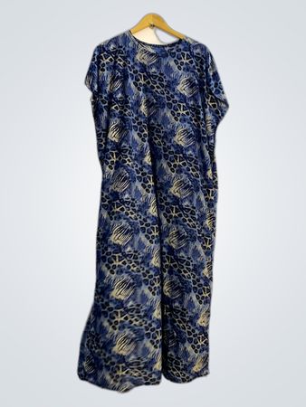 Blaues Tiermuster Kaftan Kleid