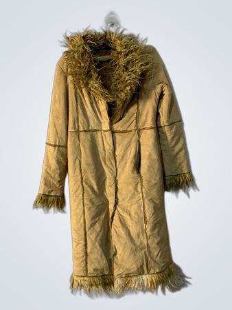 Tan Faux Fur Trimmed Coat