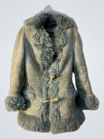 Shearling Coat with Fur Trim