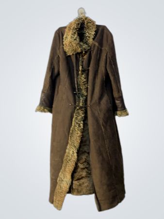 Brown Fur Trimmed Long Coat