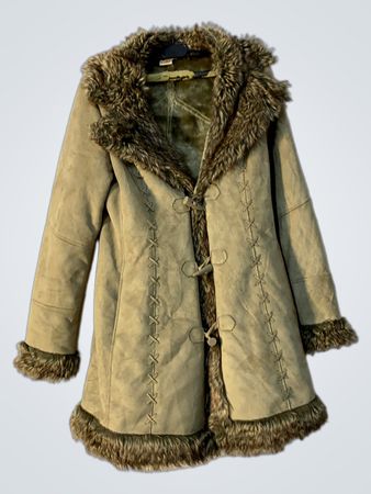 INFLUX Faux Fur Trimmed Suede Coat