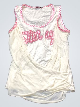 Brin de Fille Paris Weißes Tanktop mit pinkem Karomuster