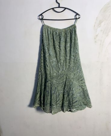 TOPSHOP Grüner Spitzen-Maxi-Rock