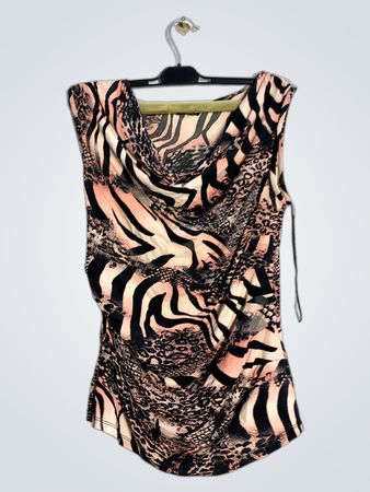 Ärmelloses Top mit Cowl-Neck und Animal-Print