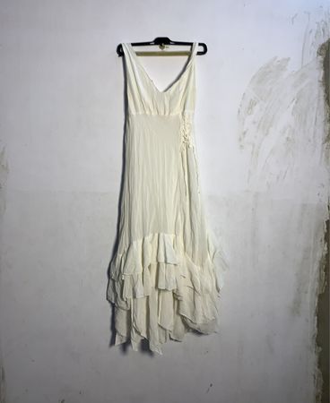 Weißes Rüschenshirt Maxi-Kleid