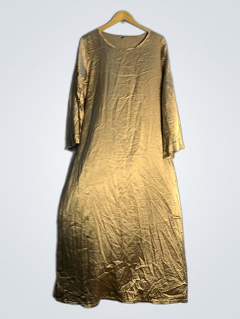 Gold Langarm-Maxi-Kleid