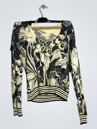 Langarm-Blumenmuster-Pullover