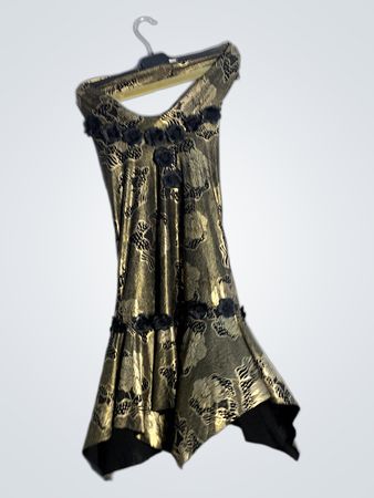 Gold Schwarzes Muster Kleid