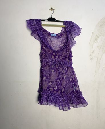 SASSY Damen lila Blumenmuster Rüschendress