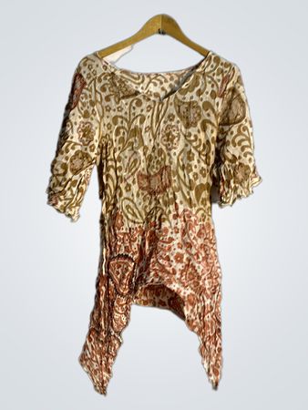 Damen Paisley-Print asymmetrisches Tunika-Oberteil