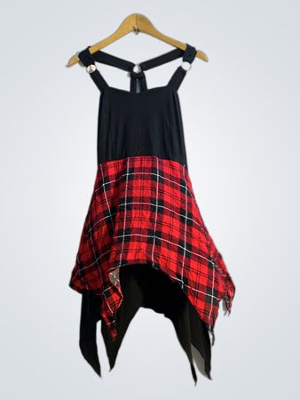 Schwarz und Rot Karierter Kleid mit Trägern