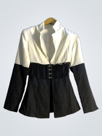 Zweifarbiger Blazer mit Korsett-Detail