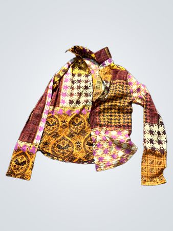 Langarm-Patchwork-Druckhemd
