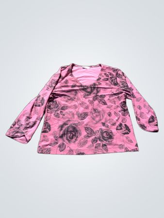 Rosa Langarmshirt mit floralem Druck