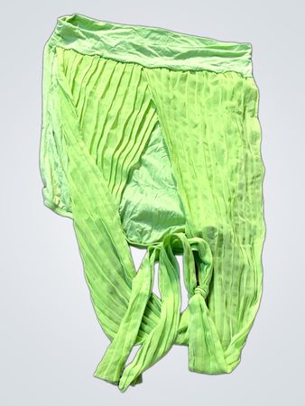 Limettengrünes plissiertes Wickeltop