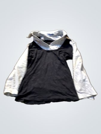 Envie Black and White Striped Long Sleeve Collared Shirt