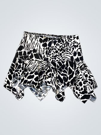 Schwarz-weißer tierischer Druck asymmetrischer Rock