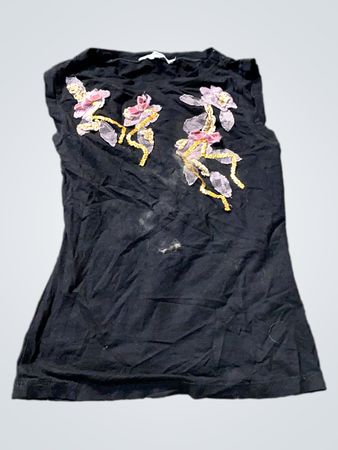 Eureka Schwarzes Ärmelloses Top mit Floralverzierungen