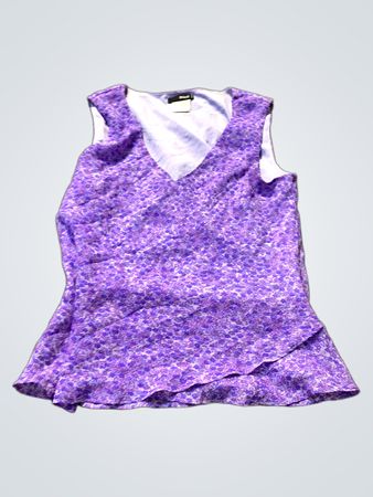 Trixxi lila floral bedrucktes ärmelloses V-Ausschnitt-Oberteil