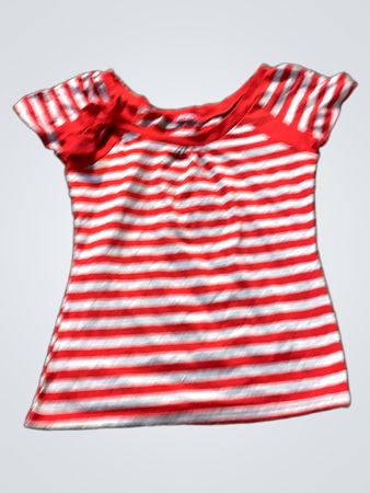DAIWEI Rot und Grau Gestreiftes T-Shirt