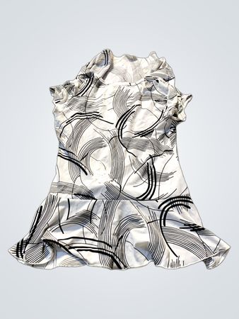 „Weißes und schwarzes abstraktes Druck-Peplum-Top“