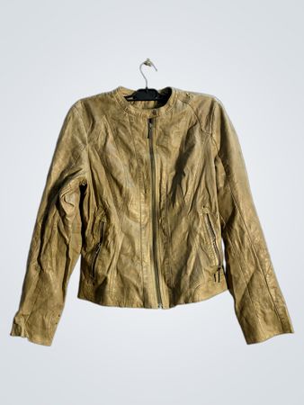 SAKI Women's Brown Faux Leather Jacket