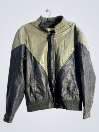 Zweifarbige Lederjacke