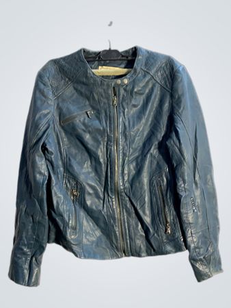 Naf Naf Blue Faux Leather Biker Jacket