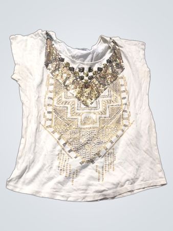 Weißes T-Shirt mit Paillettenverzierung