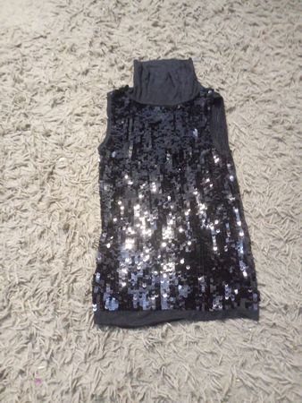 Ärmelloses Pailletten-Highneck-Top