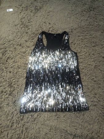 Schwarzes Pailletten-Tanktop