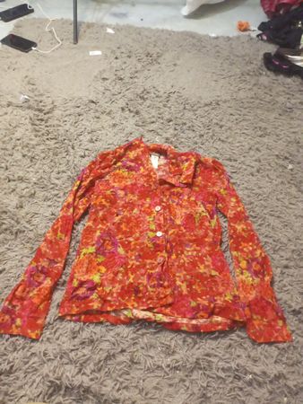 KENZO PARIS Rotes Blumenmuster Langarmhemd mit Knopfleiste