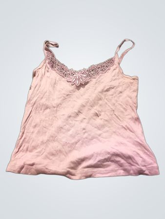 Rosa Top mit Spitzenbesatz