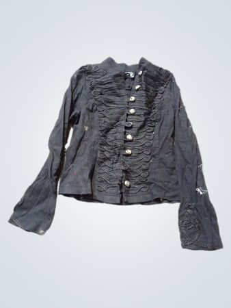 Schwarze Militärstil-Jacke mit silbernen Knöpfen