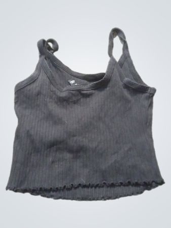 Schwarzes geripptes verkürztes Tanktop