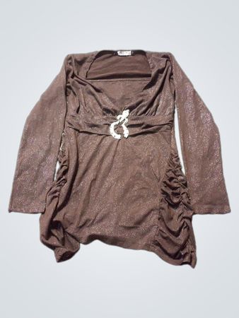 MEILING FASHION Braunes Raffung Langarmkleid