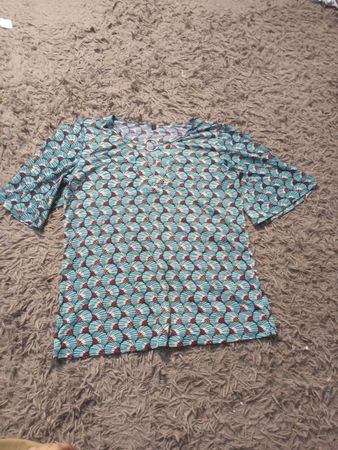 Abstract Fan Print V-Ausschnitt T-Shirt
