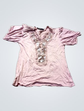 TRAN-KO Pink verziertes T-Shirt